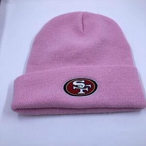 49ers PINK Beanie Cap OS Embroidered logo San Francisco